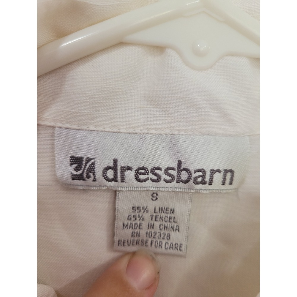 Dressbarn Womens‎ White Blue Embroidered Fish Seascape Button Down Shirt #9 - Picture 6 of 6